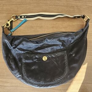 COACH HAMPTON BLACK SATIN HOBO BAG